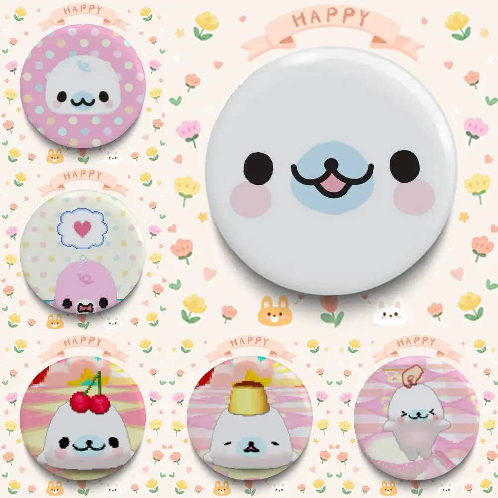CUTE M-Mamegoma Seal Meme Badges Button Round Creative Pin Brooch Badge Bag Decor Accessories Fans Collect Friends Gifts