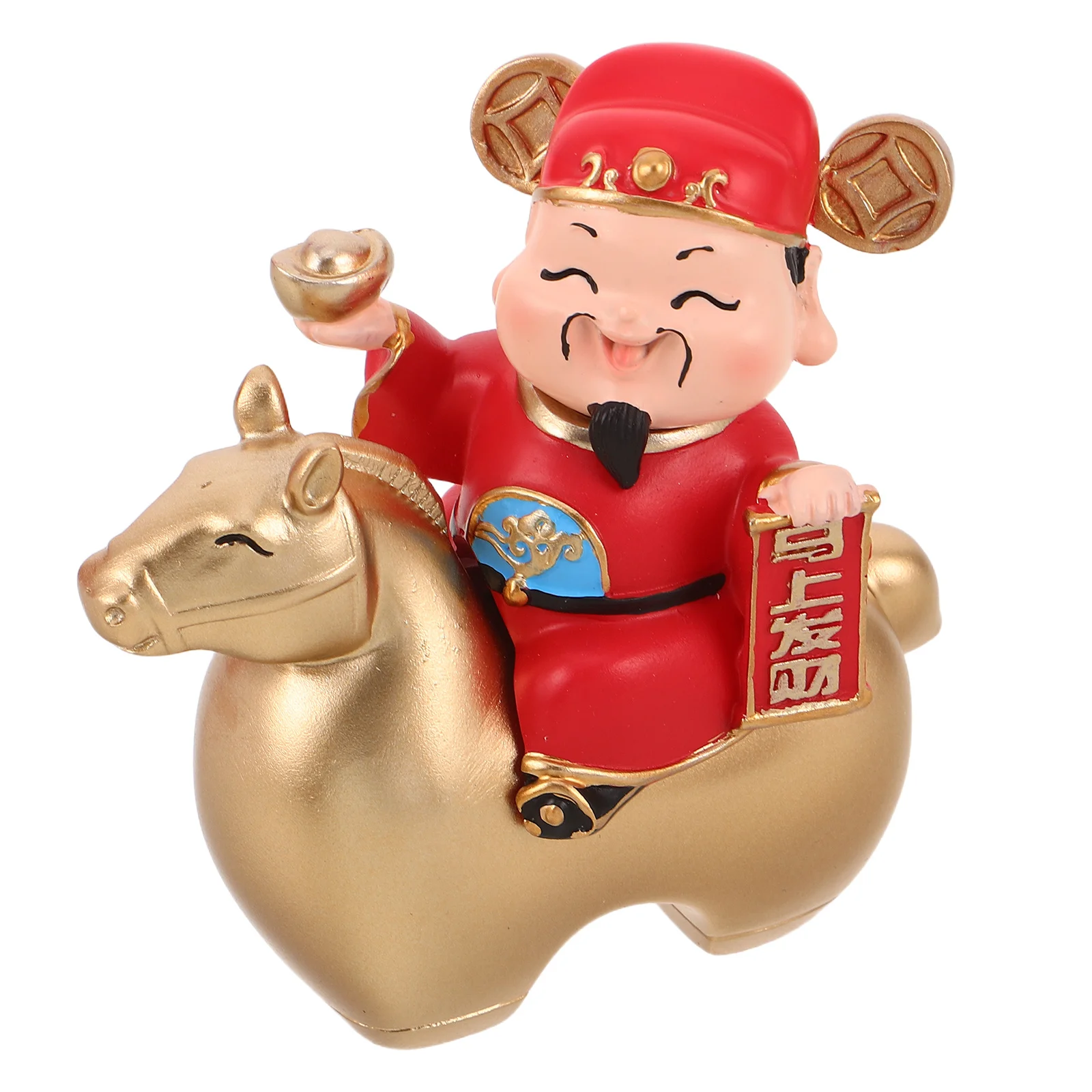 

Feng Shui Cai Shen Horse Statue Resin Chinese New Year Lucky God of Wealth Fortune Success Prosperity Decoration Home Office