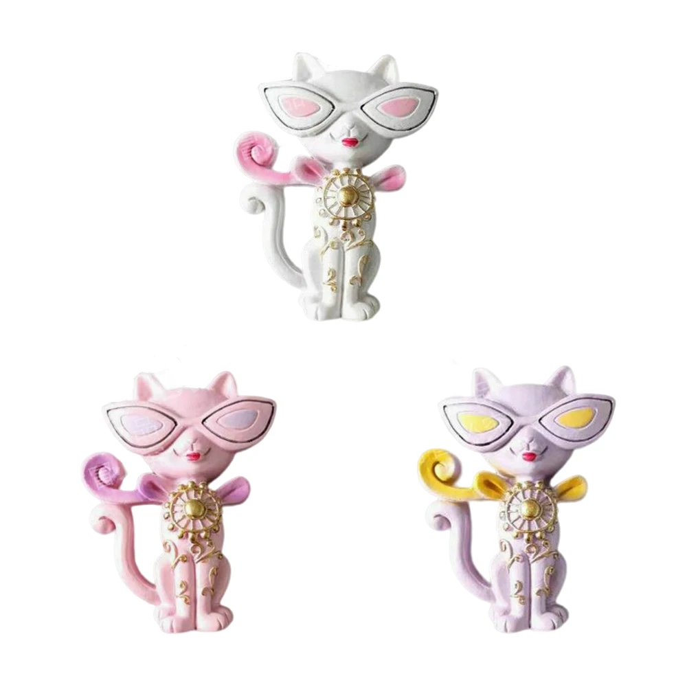 Cute Cartoon Beauty Cat 3D Resin Personality Creative Design Refrigerator Stickers Message Board Post-It Notes Home Kitchen