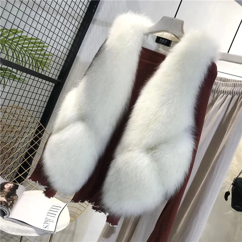 New 2023 Winter Casual Sleeveless Women\'s Faux Fur Vest Coat Fashion Temperament Versatile Faux Fur Female Tank Top Jacket