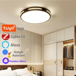 Zigbee-Tuya inteligente Hue lâmpada do teto LED, lustre moderno, decoração de casa, Alice Assistant, Alexa, luminária, decoração do quarto, 2MQTT