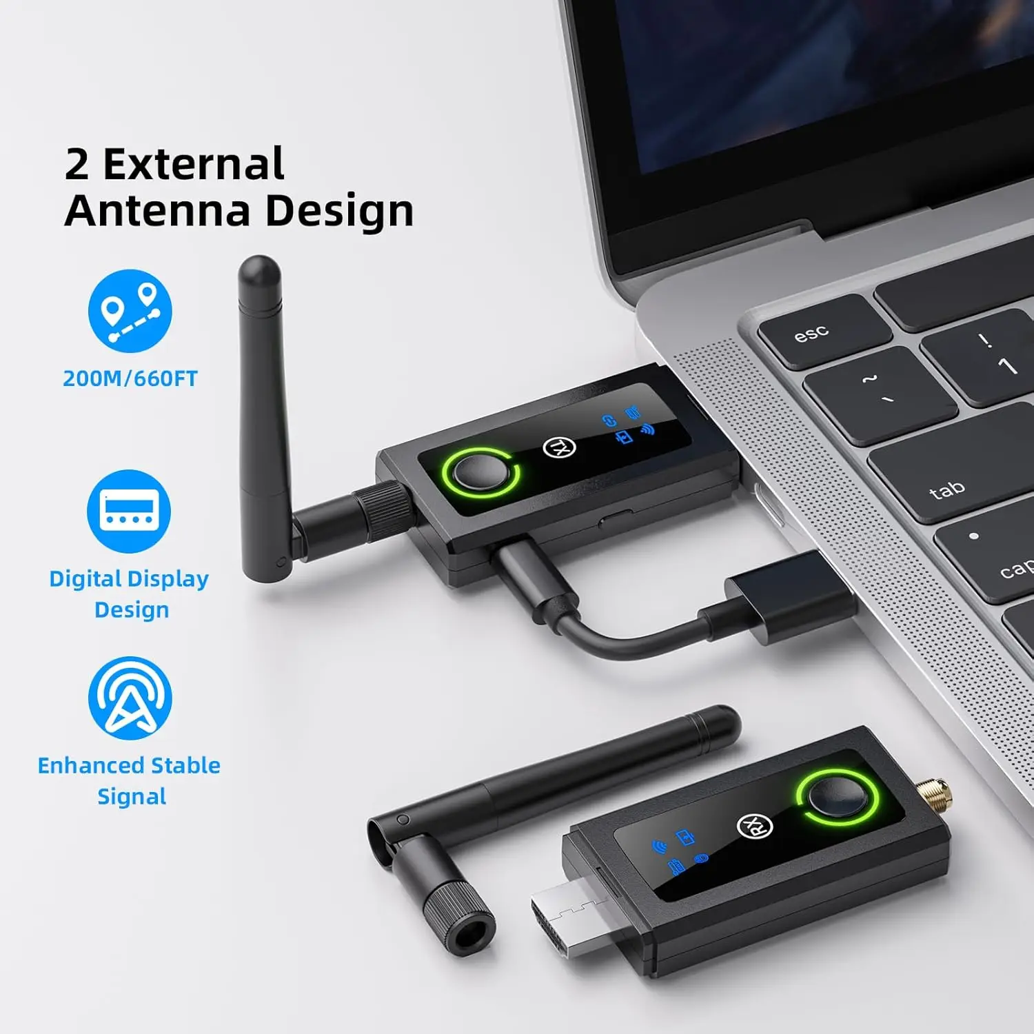 200M Wireless Hdmi Video Transmitter and Receiver 5G Wireless KVM Extender Transceiver for Laptop PC to TV Monitor Projector