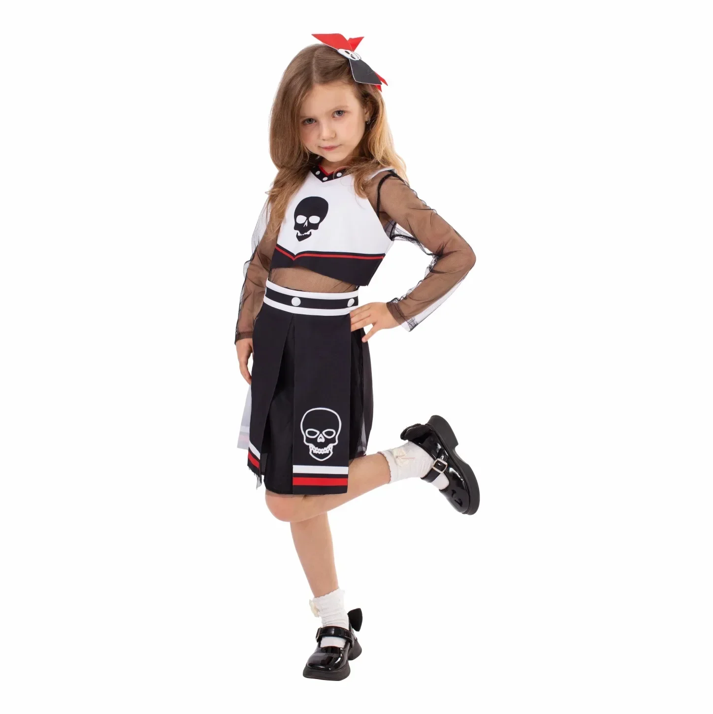 Kids Fear Squad Cheerleading Team School Party Stage Show Performance Role Play Outfit Children Girls Halloween Cosplay Costumes