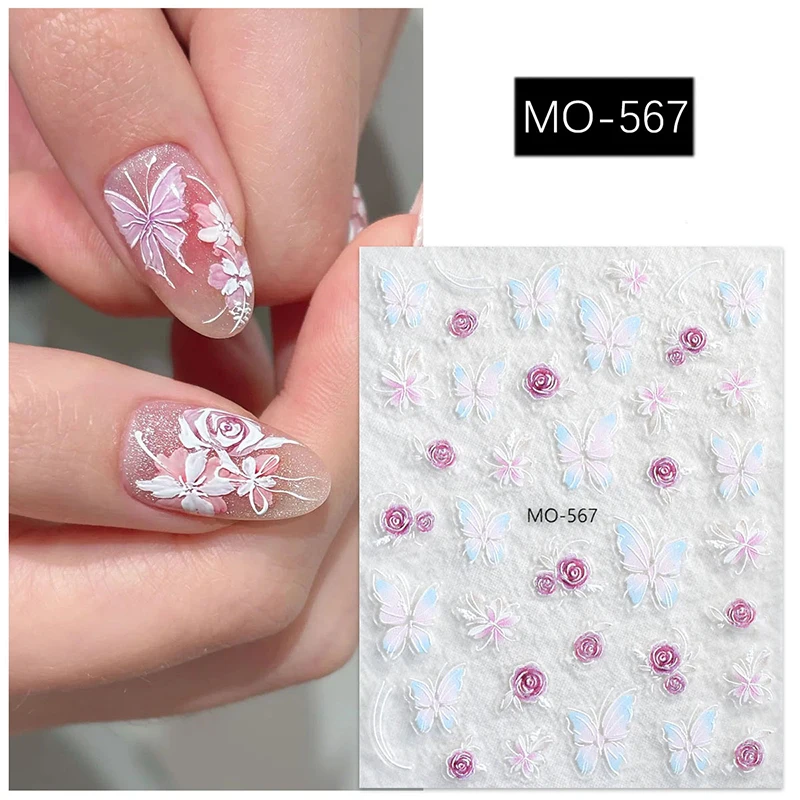 5d in rilievo rosso grigio bianco semi-trasparente rose fiori nail art decalcomanie adesivi per unghie artistiche manicure consigli decorazioni