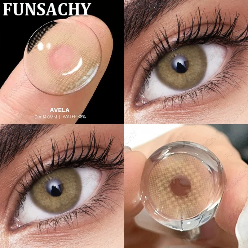 FUNSACHY 1 par de lentes de contacto AVELA para ojos, lentes de contacto de color, pupilas hermosas, uso diario, lentes marrones naturales, uso anual