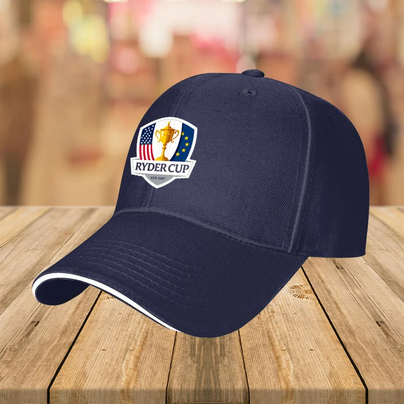 1pc Ryder Cup Cap Ryder Cup Oficial 1pc Boné de beisebol leve, ajustável, poliéster |   Design de bandeira e troféu americano, id