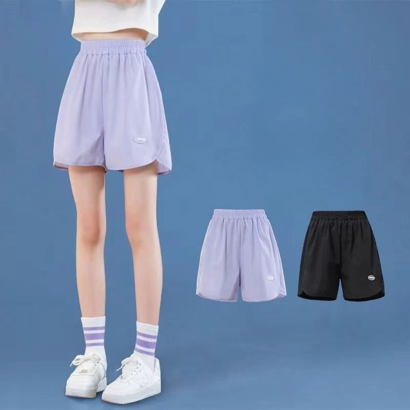 Summer Girl Shorts Daily Casual Purple Sports Short Kids High Street Fashion Children's Clothes Girls Ice texture fabric Pants