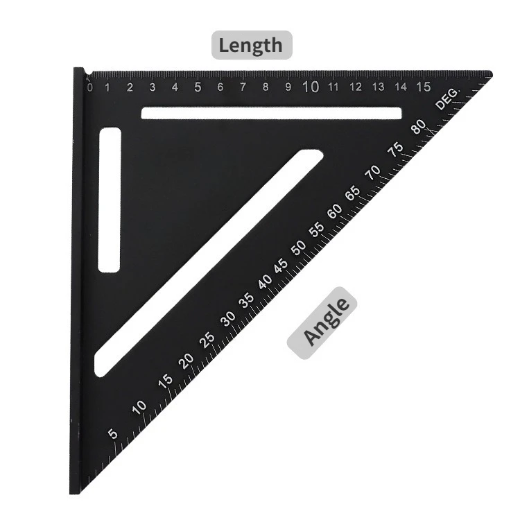 Penggaris Segitiga 7/12 Inci Alat Ukur Paduan Aluminium Alat Tukang Kayu Penggaris Sudut Pertukangan Kayu Metrik Inci Busur Derajat