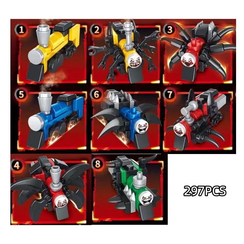 Cartoon Spider Train Monster Steam Trains Moc Game Building Blocks Choo-Choo Charles HorrorsBricks Toys for Children