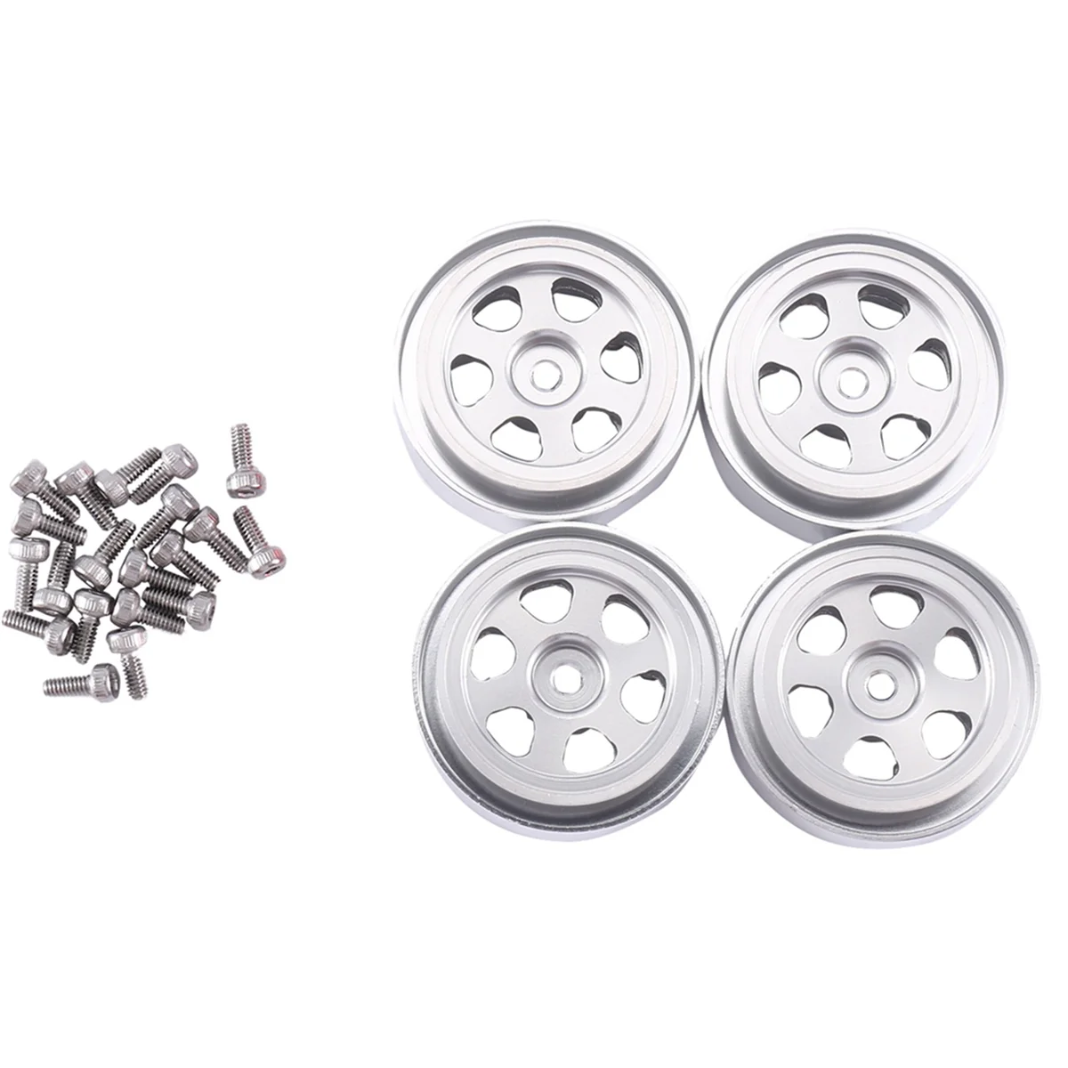 

4Pcs 1.0 Inch Metal Beadlock Wheel Rim Wheel Hub for TRX4M 1/18 RC Crawler Car Upgrade Parts Accessories,Silver