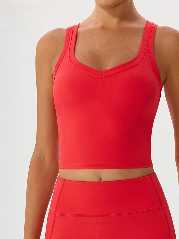 

High Elastici Yoga Sports Vest Women's Fitn Running Top Crossed Ba Design with Chest Pad High Intensi Running