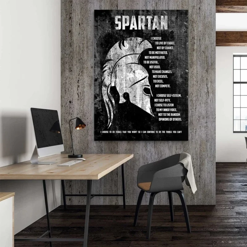 سبارتان المحارب المشارك أختار سبارتا الرجال تحفيزية إقتباس قماش اللوحة طباعة جدار الفن صورة غرفة المعيشة ديكور المنزل