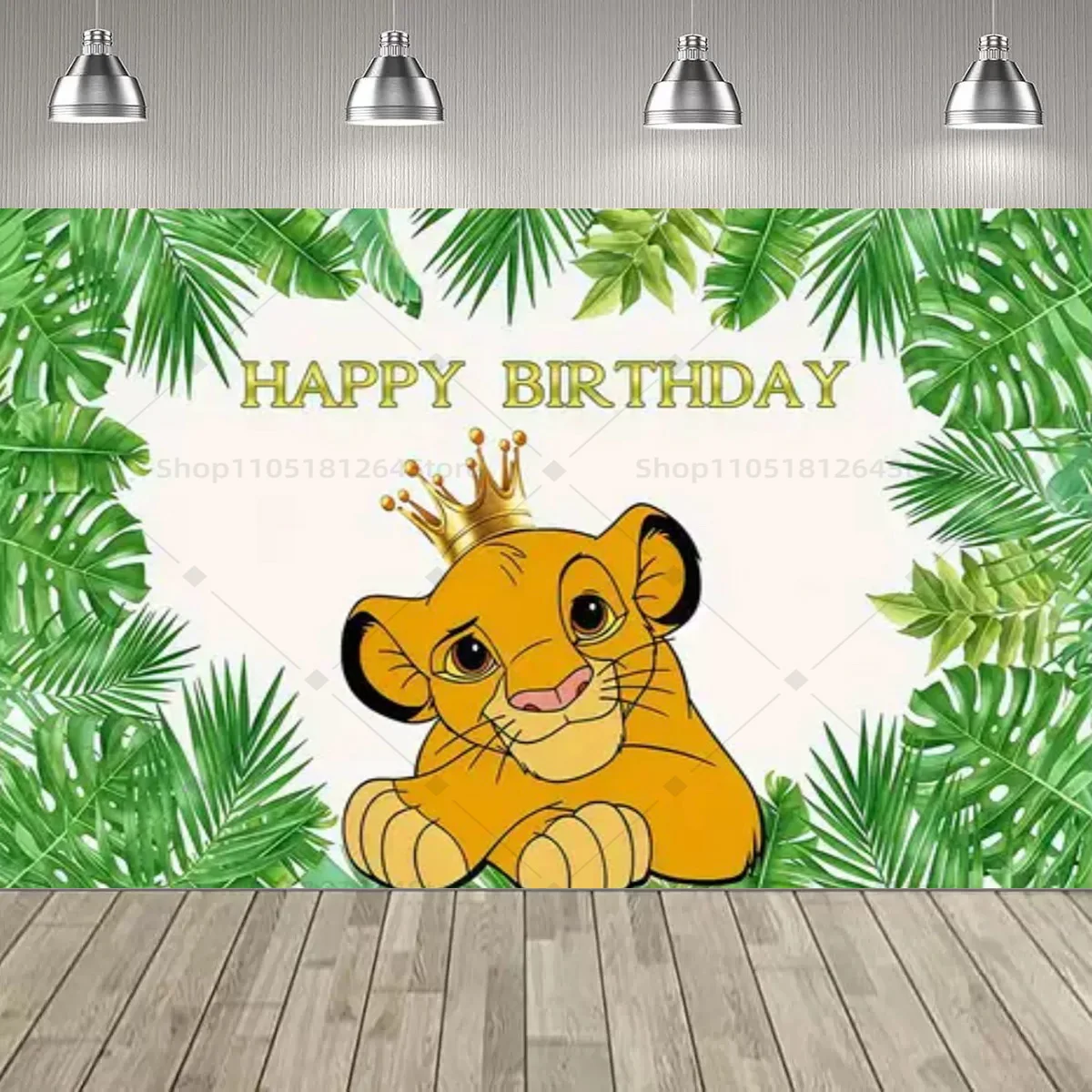 Cartoon König der Löwen Simba Happy Birthday Party Hintergrund Dschungel Safari Kinder 1. Geburtstag Baby Shower Party Dekorationen Kulisse – Detail 3