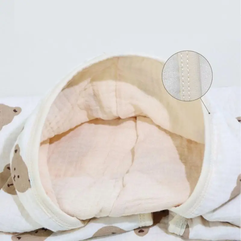 581F Child Shower Towel Gauze-Cotton Baby Bathrobe Print Hooded Blanket for Infant Newborn Bath Towel Shower Gift 24’’