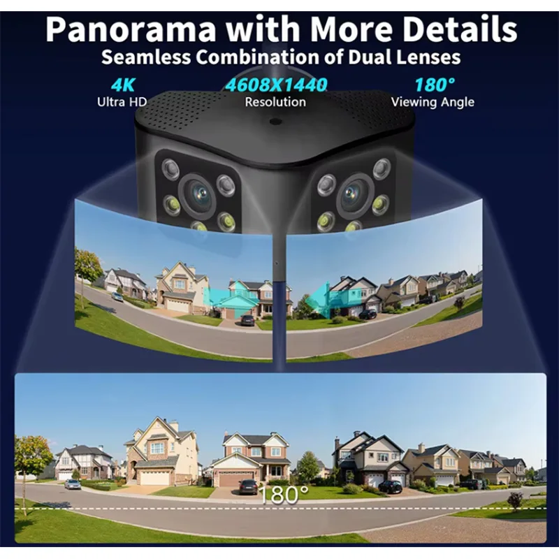 Saikiot 4K 8MP 6MP Dual Lens 180 Degree WIFI IP Camera CCTV Home Security 8MP Panoramic Camera WIFI Network Camera Outdoor