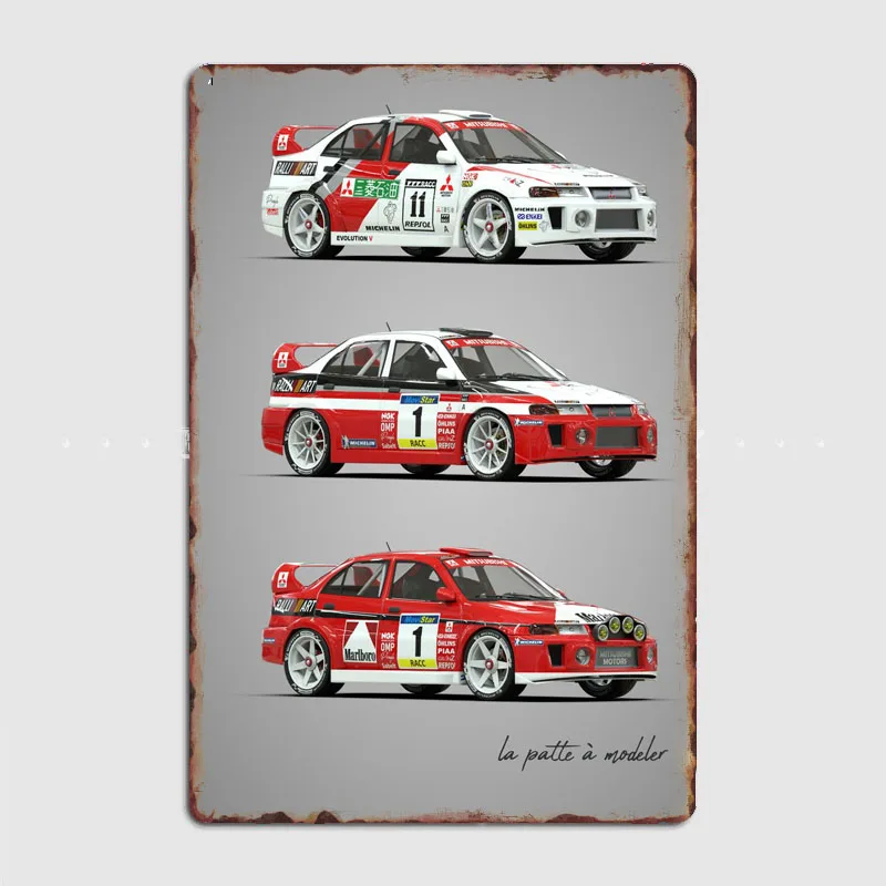 Металлический плакат Lancer Evo V для раллийных автомобилей, декор для гаража, гостиной на заказ, жестяное винтажное украшение для дома, настенное искусство