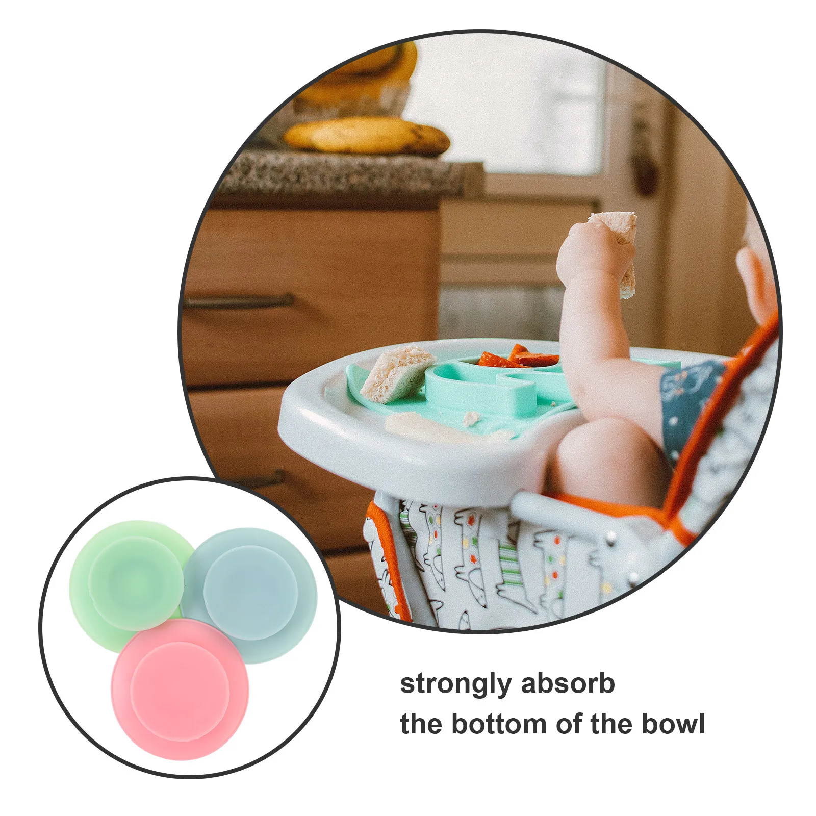 3Pcs Baby Bowl Sucker Food Safe Silicone Suction Base for Toddlers Bowls Plates Anti Spill Tableware Fixer Dish Stabilizer Set