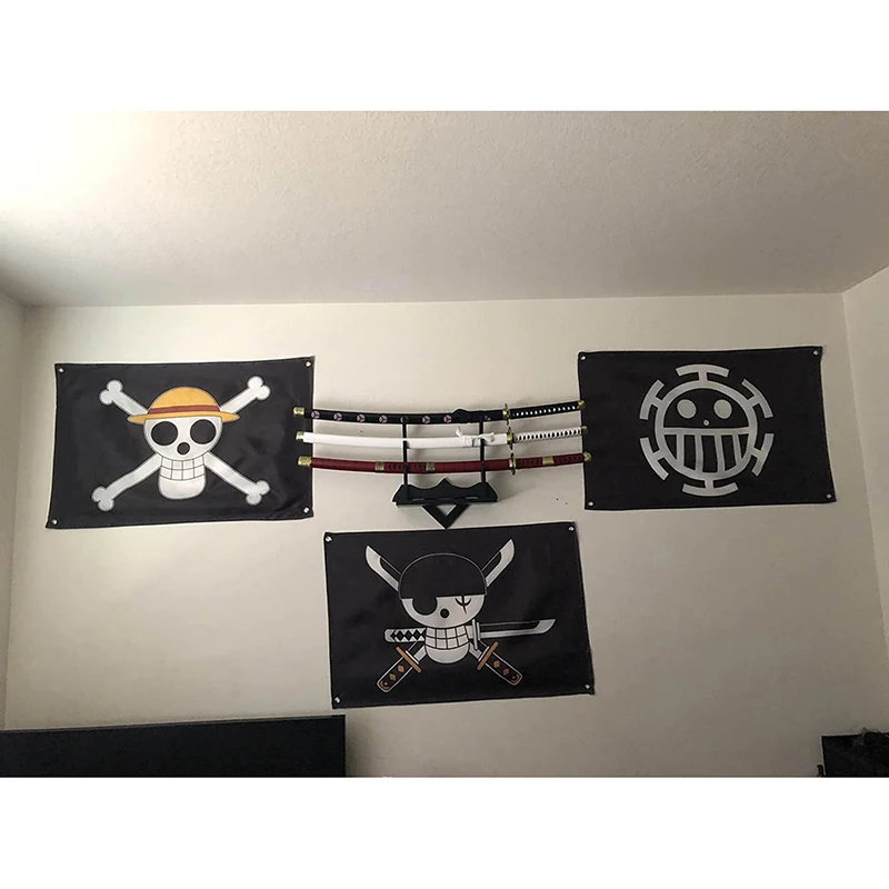 Sombrero de paja de Anime de una pieza, Bandera de piratas, decoración de pared para el hogar, dormitorio, pancarta impresa, pintura, Luffy,