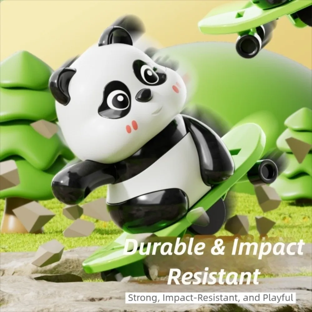 Kawaii Skateboarding Action Wind Up Jump Rope Action Plastic Sports Panda Ornament Mechanical Children