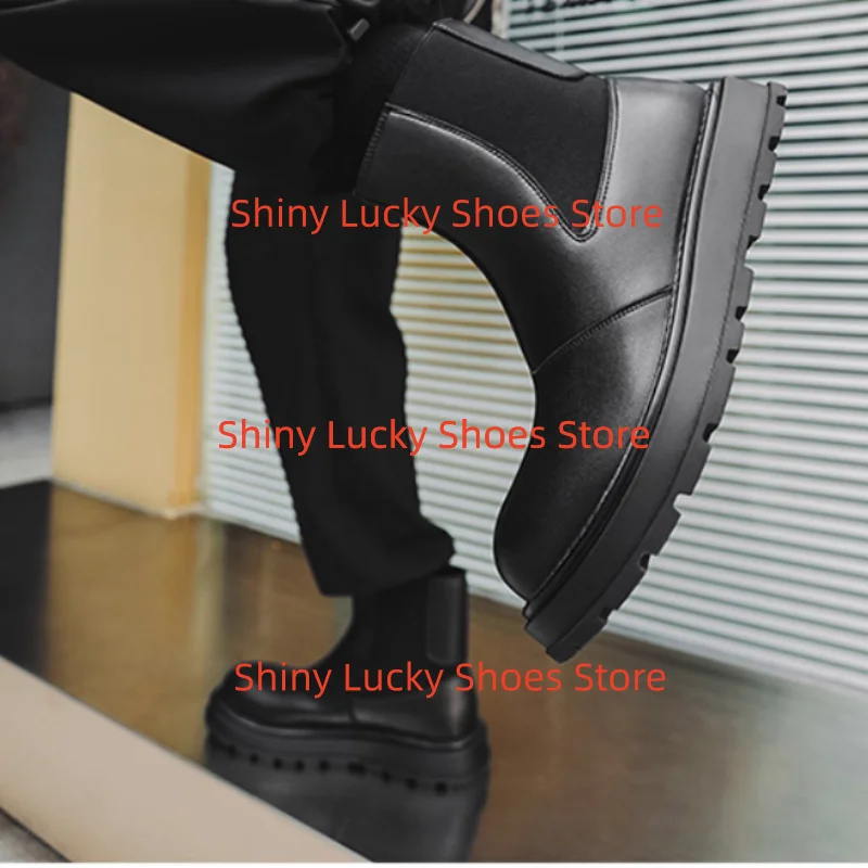 

Мужская обувь с вышивкой, мужские короткие ботинки на массивном среднем каблуке с круглым носком, однотонные мужские плиссированные ботинки Tacones Velvet Chassure Hommes