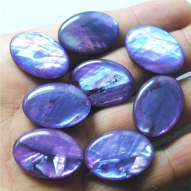 

10PCS New Pink Abalone Shell Paper Cabochons Oval Shape 18X25MM DIY Jewelry Accessories Platic Bottom Two Colors Availble