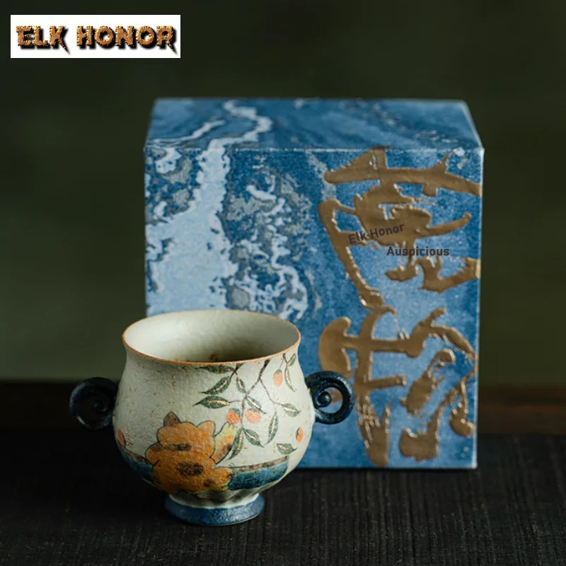 125ml Pure Hand-painted Cat Persimmon Cola Mug Master Mug Bubble Teacup Cold Hot Water Jug Household Hand Warmer Teaware Gift