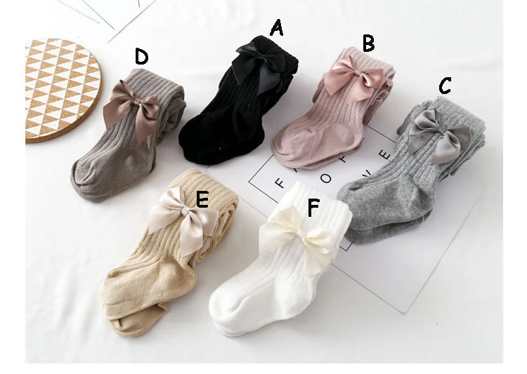 6pc/lot Children Tights Baby Girl Pantyhose Knitted Cotton Kids Stocking Baby Pantyhose Tights Baby Girl Bowknot Pantyhose 0-8 Y