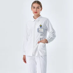 Women's Nurse Uniforms White Medical Scrub Set Hospital Workwear Beautician SPA Suit Dental Top and Pant Scrub Outfit 802