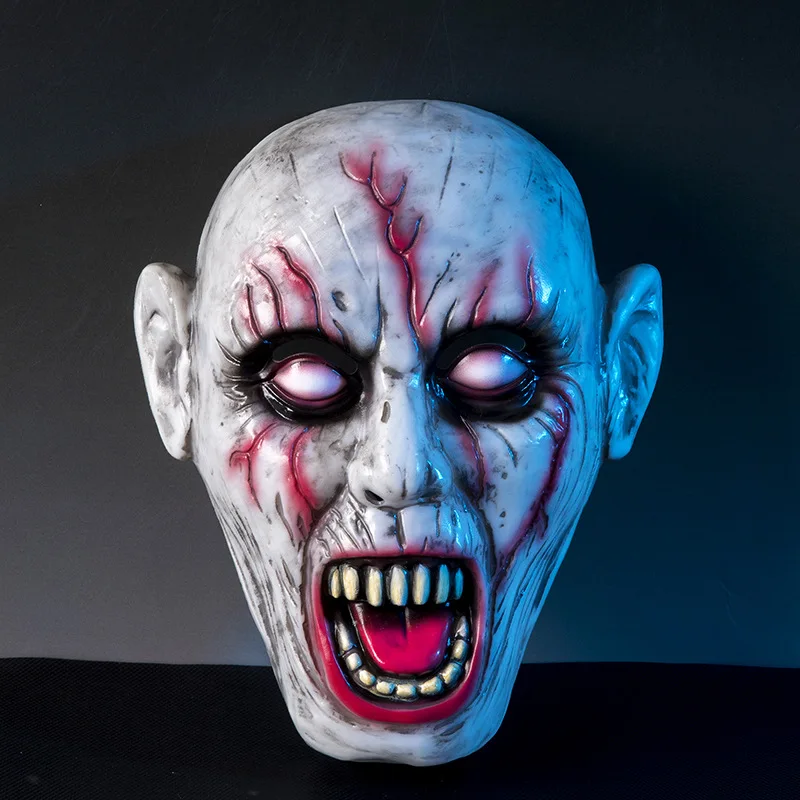Bloody Zombied Mask White Eyed Ghost Masks Full Face Mask Scary Horror Horrific Demons Monsters Masks Halloween Party Cosplay