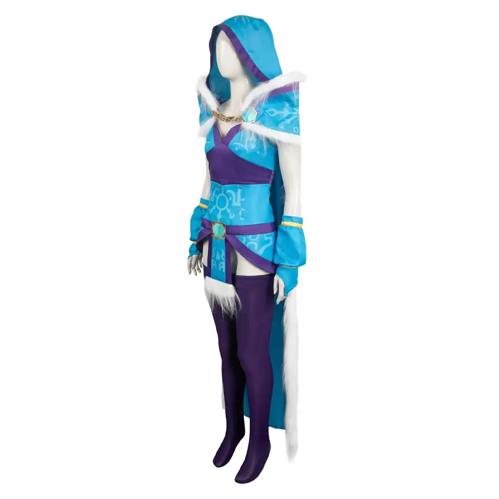 Dota 2 Crystal Maiden Cosplay Fantasia Costume Disguise for Adult Women Clothes Robe Roleplay Outfits Halloween Carnival Suit