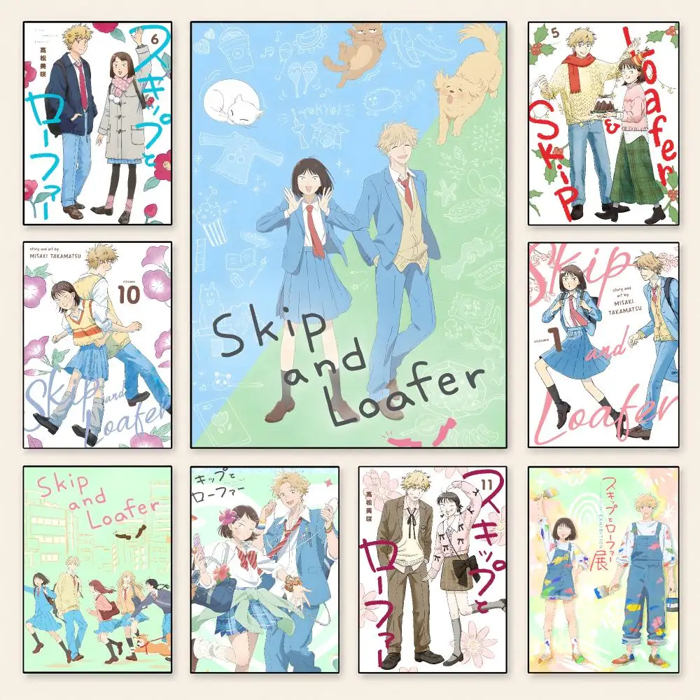 Anime Skip and Loafer Poster Poster Minimalist Decor HD SelfAdhesive Wall Art for Home Café Bedroom Gift Aesthetic Hanging