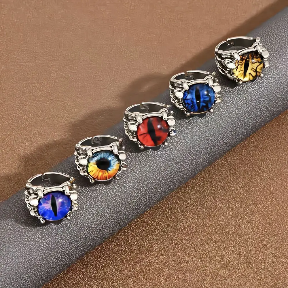 20pcs Evil Eyes Rings For Men and Women Silver Plated Punk Style Fashion Jewelry Party Gift Size Adjustable