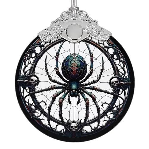2026 Traditional Hand Painted Stained Glass Spider Hanging Christmas Tree Ornament Clearance Gift Sunshine Catcher Unscented