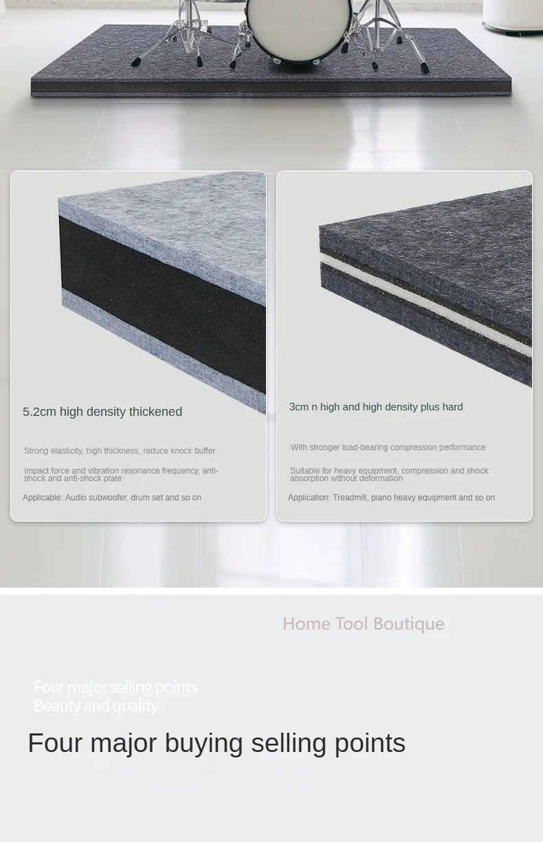 Drum Soundproofing Pad, Speaker Shock-Absorbing Pad, Piano Treadmill Soundproofing Pad, Shock-Absorbing Board High Density
