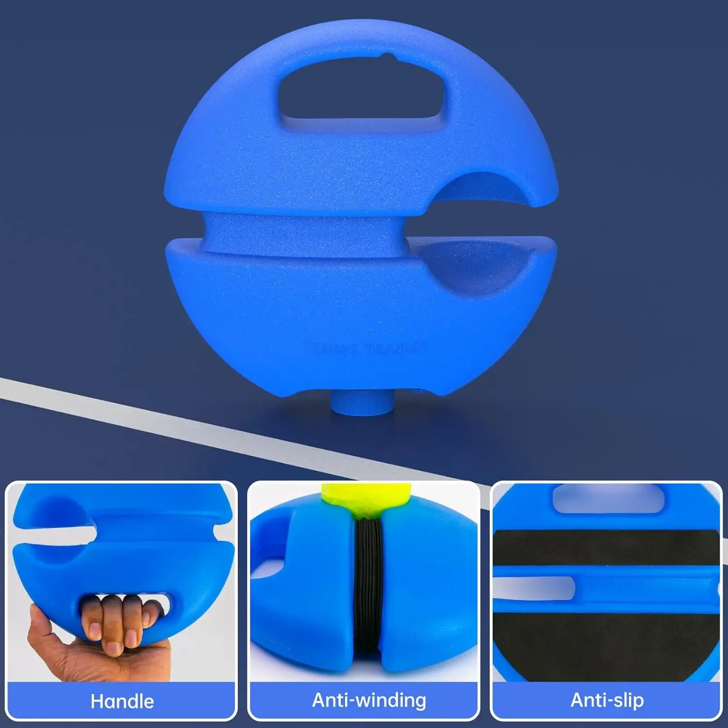 Kit de Rebatimento de Tênis Portátil 1W, Equipamento de Treinamento Solo com 1 Corda e Bolas para Iniciantes