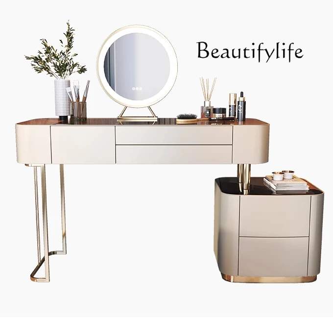 

Light luxury glass dresser, modern simple makeup table, small apartment makeup storage integrated table