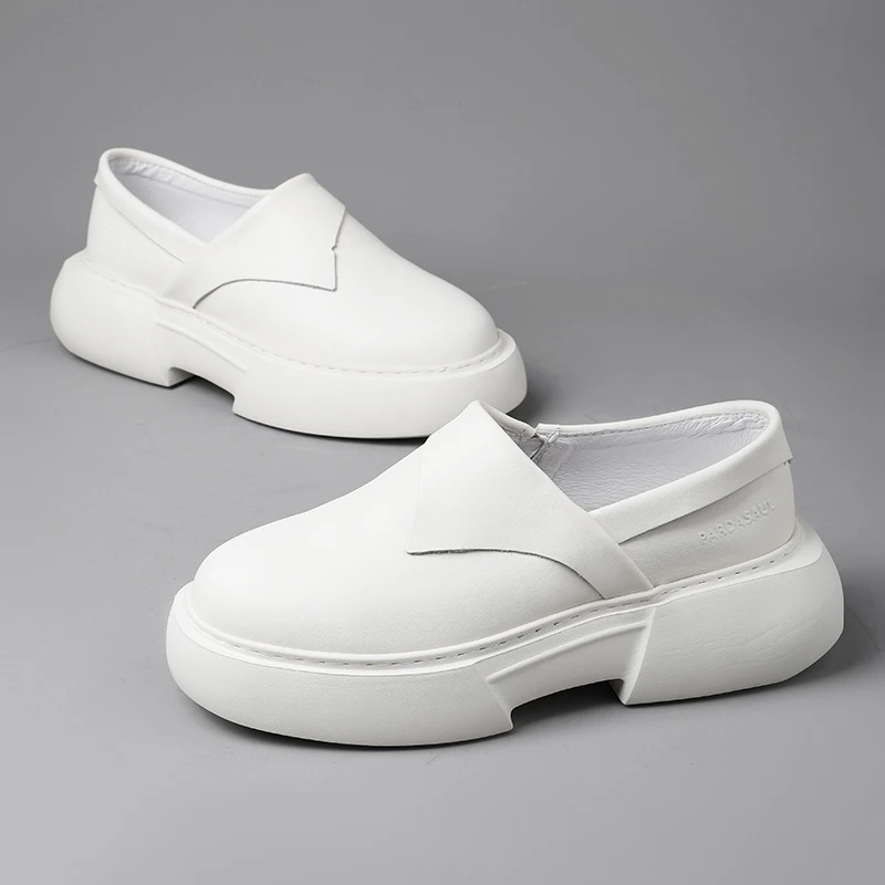 

Men's personalized low cut versatile loafers, thick soled solid color trendy casual shoes 250612