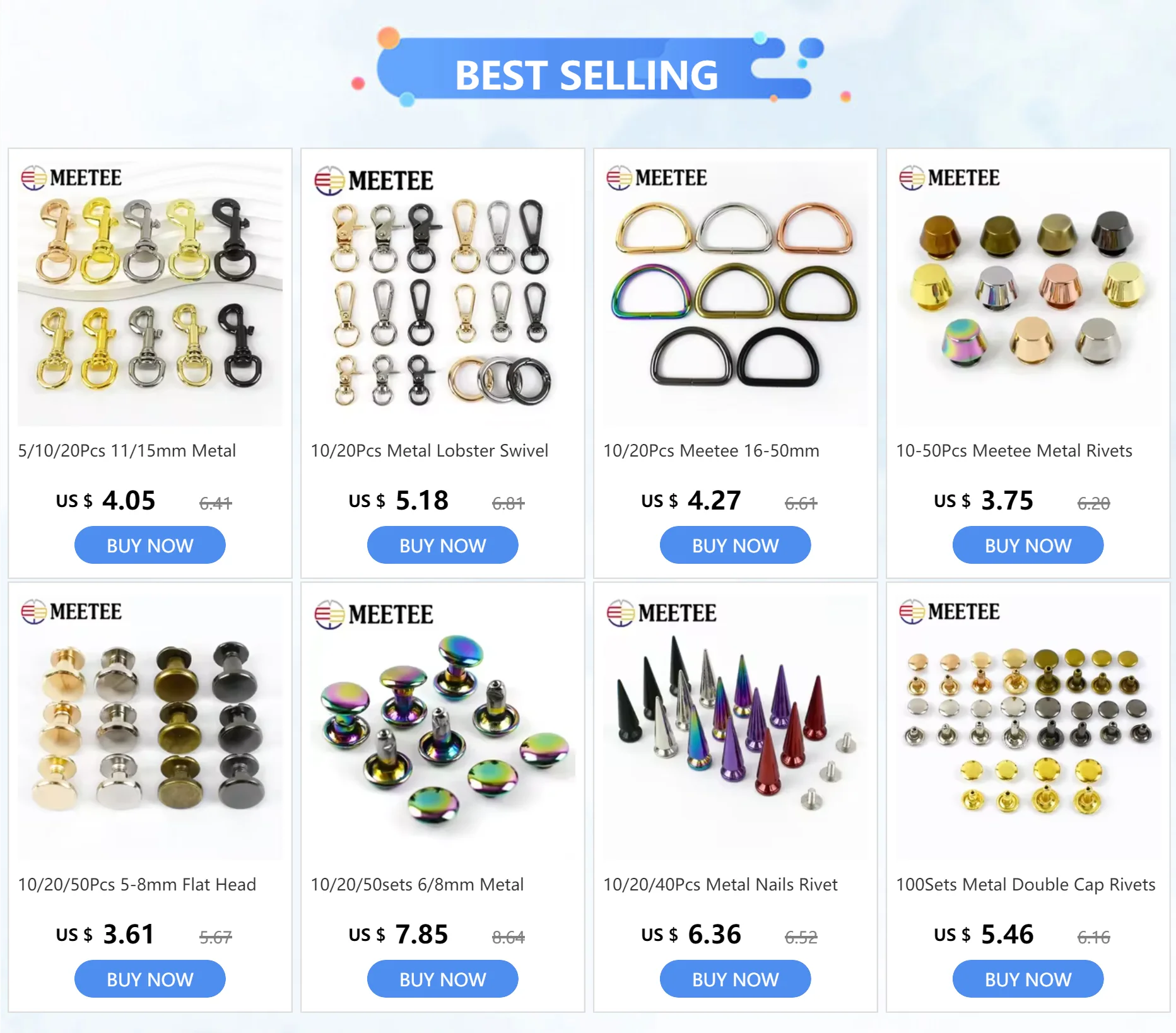 100sets Metall Nagel Doppel Kappe Nieten Stud Runde Nägel Spikes Taschen Kleidungsstück Drücken Druckknopf Niet DIY Leder Handwerk Zubehör – Detail 1