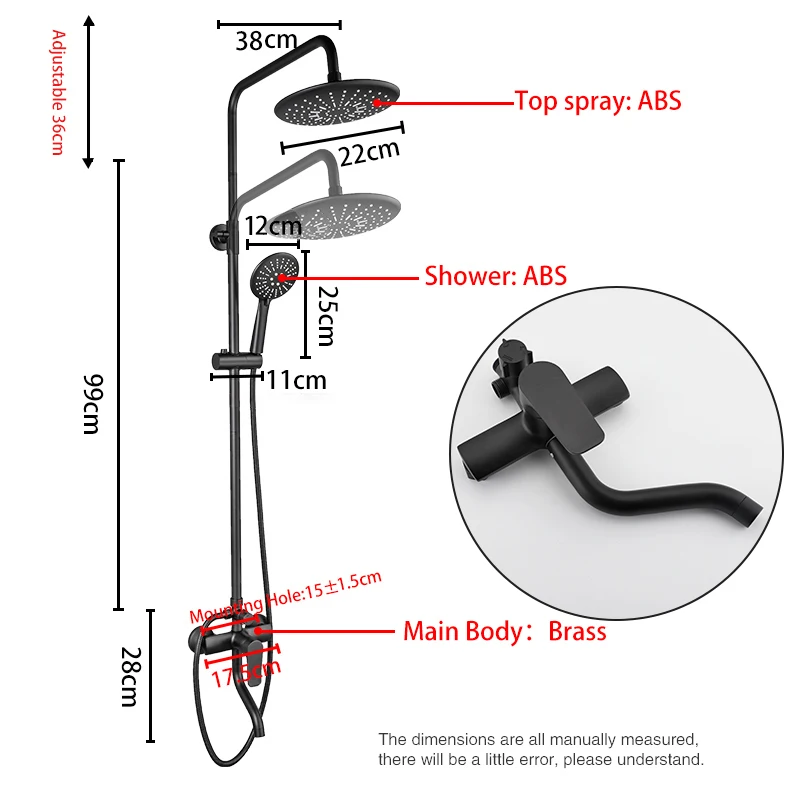 Imagem -04 - Ula-chrome Shower Faucet Grupo Black Tap Misturador de Água Quente e Fria Latão Rain Shower Head Sistema de Chuva Banheira