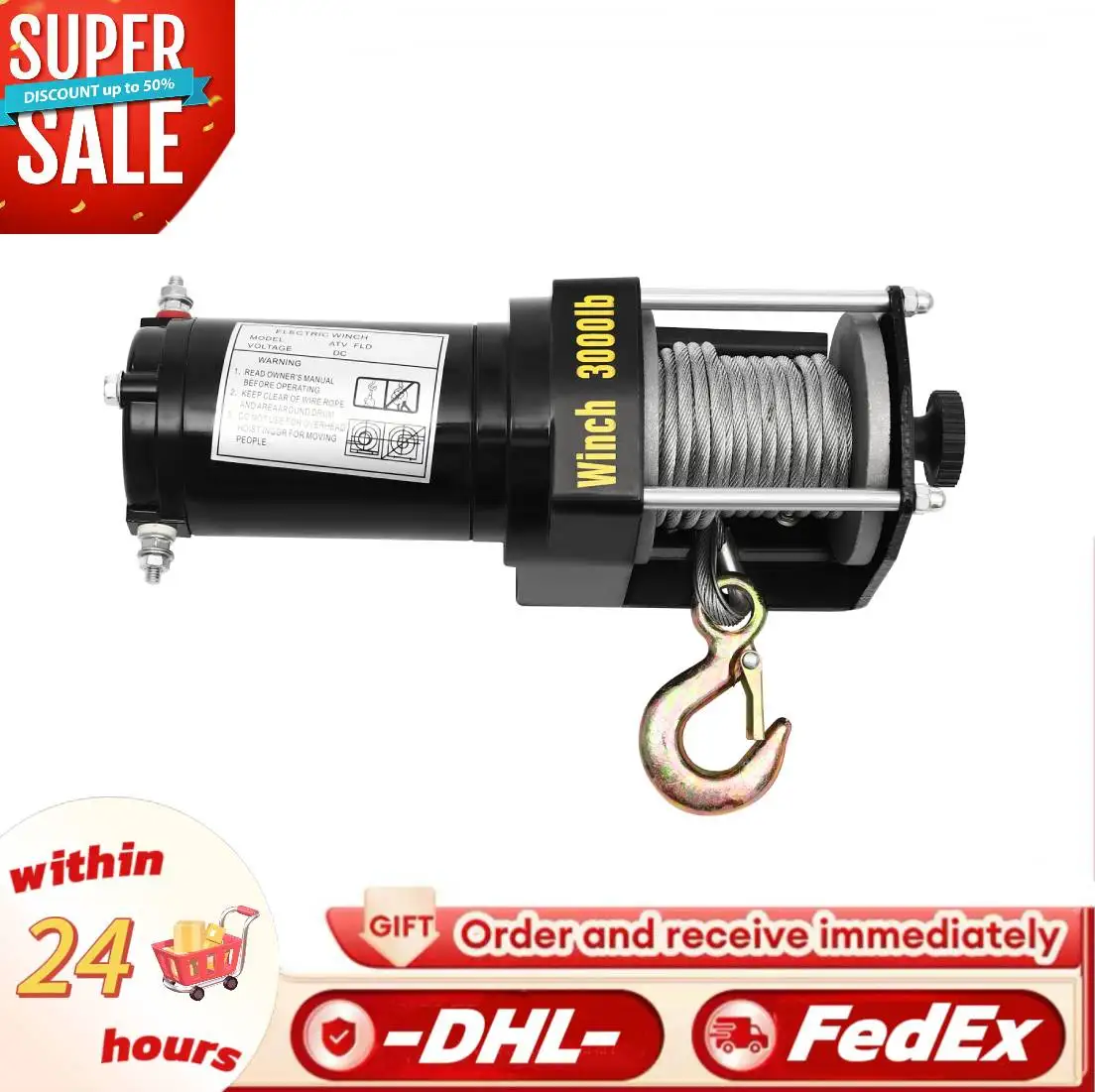 Automotive Self-Help Electric Hoist Winch Extractor Electric Winch 12V Off-road Waterproofing Winch Car Mounted Mini Crane