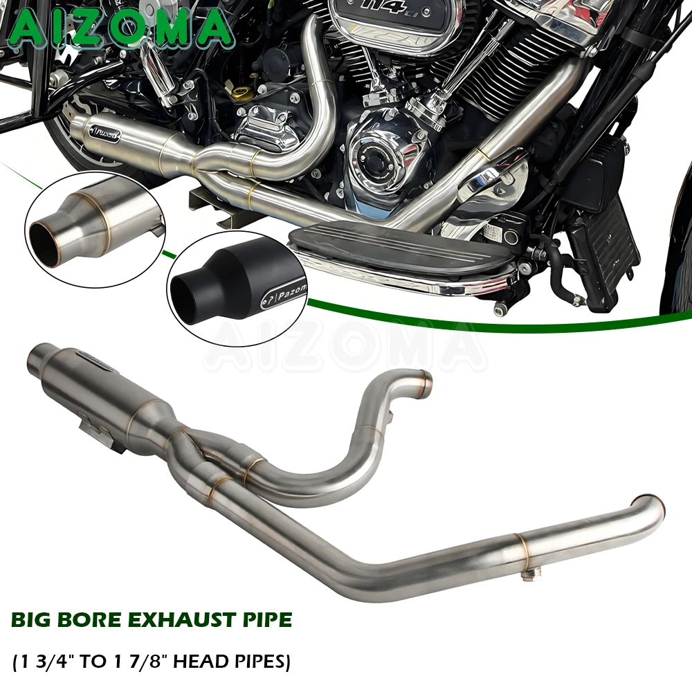Motorcycle Big Bore Exhaust Pipe 2-into-1 Full Exhaust System For Harley Touring Road King Road Glide Electra Glide Street Glide