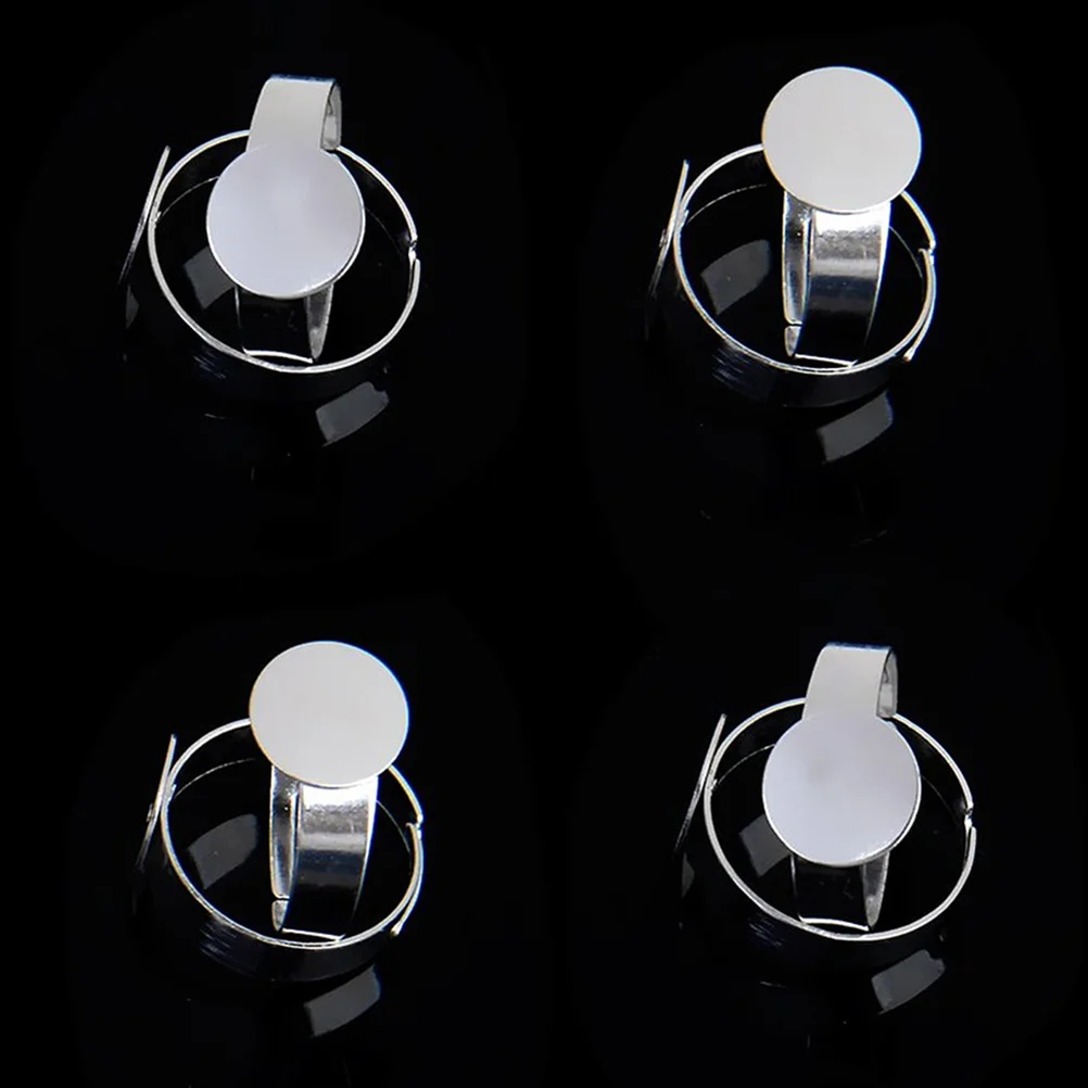 10pcs Ring Bases Adjustable Silver Plated Ring Base Setting Blanks Round Bezel Ring Tray(Environmentally Friendly Electroplating