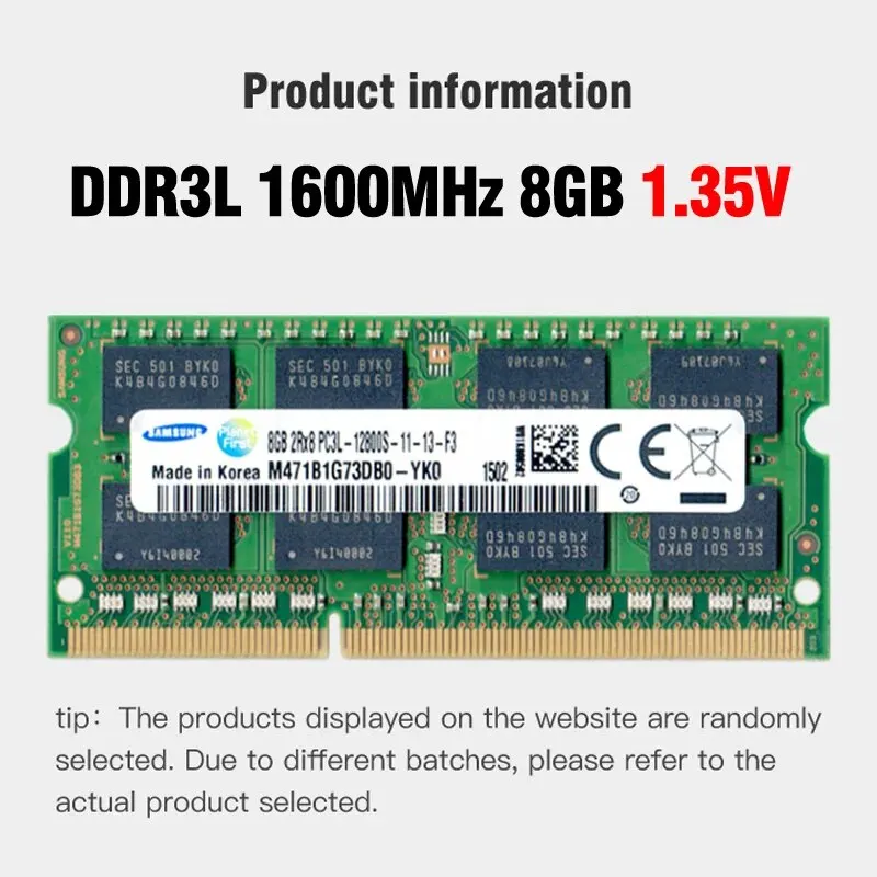 Samsung Ram Memory 4GB 8GB Upgrade DDR3 PC3 1333MHz, 1600MHz, 204 PIN, SODIMM SODIMM for Laptops