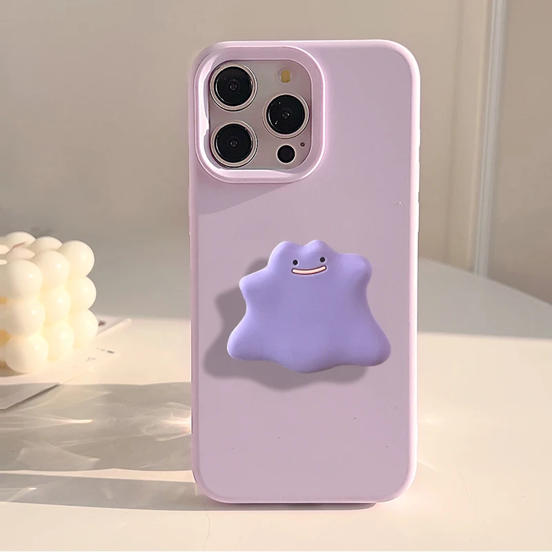 Purple Monster  Phone Cases For iPhone 16 Grip Case 15 Pro Max 14 Plus 13 12 11 Griptok Case with pop Korea Socket Cartoon