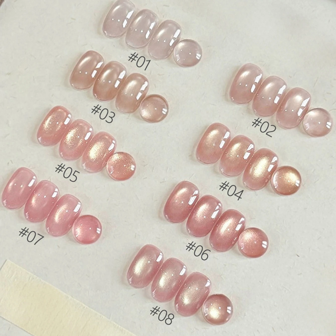 MIANEL 2026 New Arrival Nude Pink Cat Eye Gel Polish Skin-Brightening Golden Light Satin Water Gloss Glass Bead Cat Eye Manicure