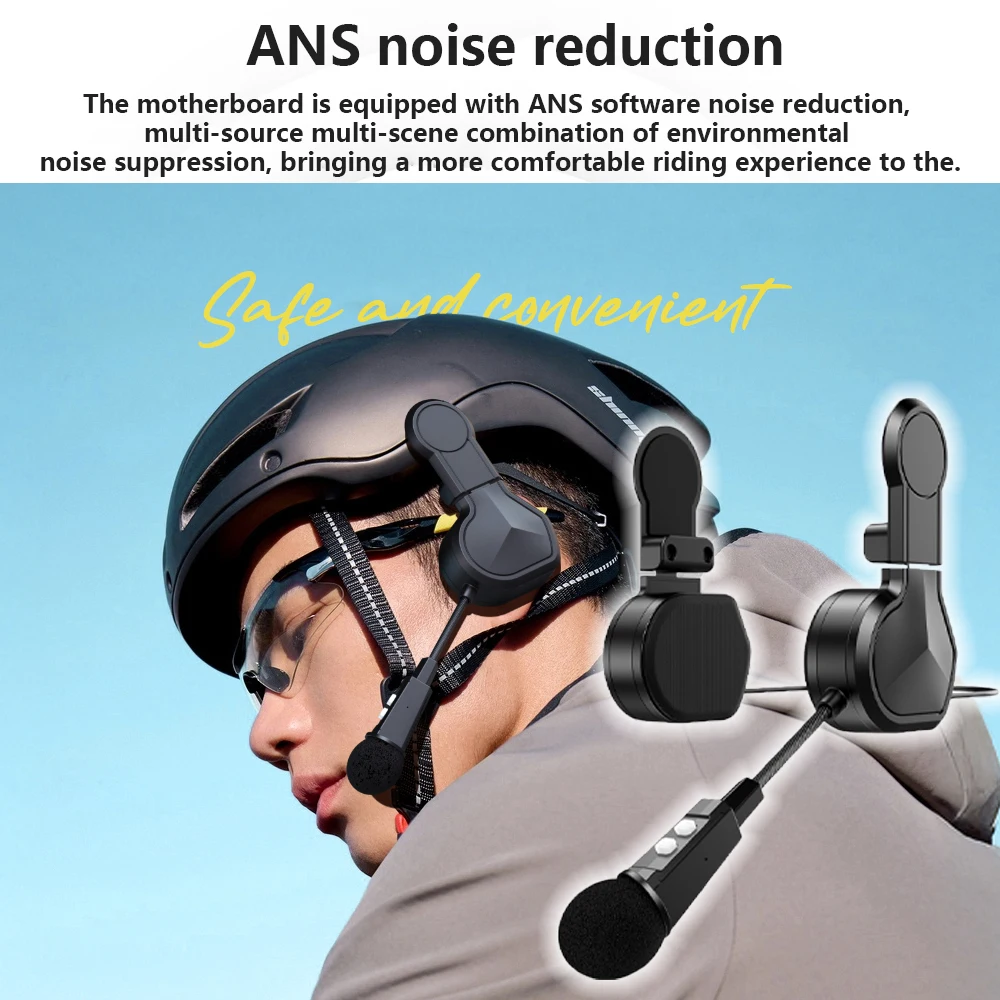 Half-Helmet Bluetooth Headset Waterproof and Noise-Cancelling Headset 1000Mah Automatically Answers Calls Magnetically Installed