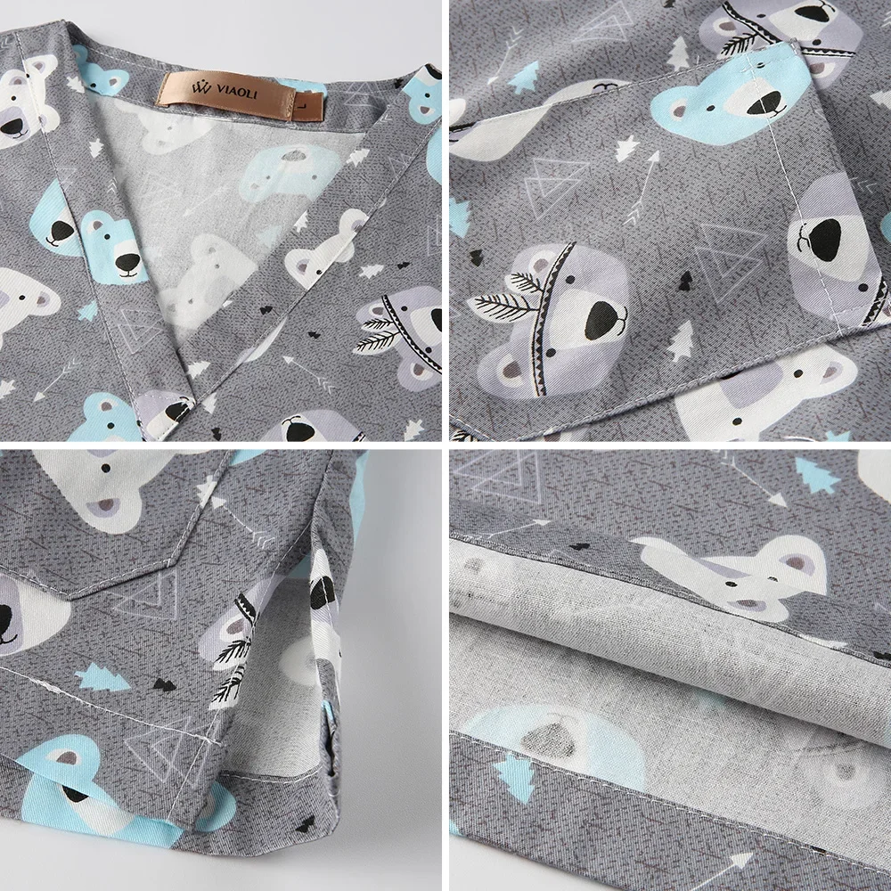 Uniforme de Spa de algodón con estampado de dibujos animados para mujer, bata de laboratorio ajustada, ropa de salón de belleza Unisex, tienda de mascotas, moda