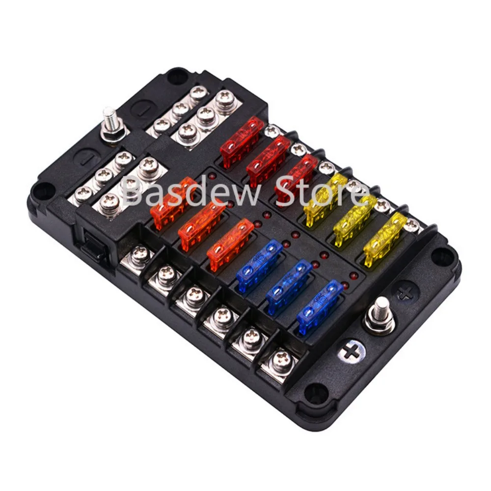 

Car Fuse Box Insert with Screws Multi-Channel Fuse Box LED Indicator Light with Negative Pole Onrs Owners Accessories