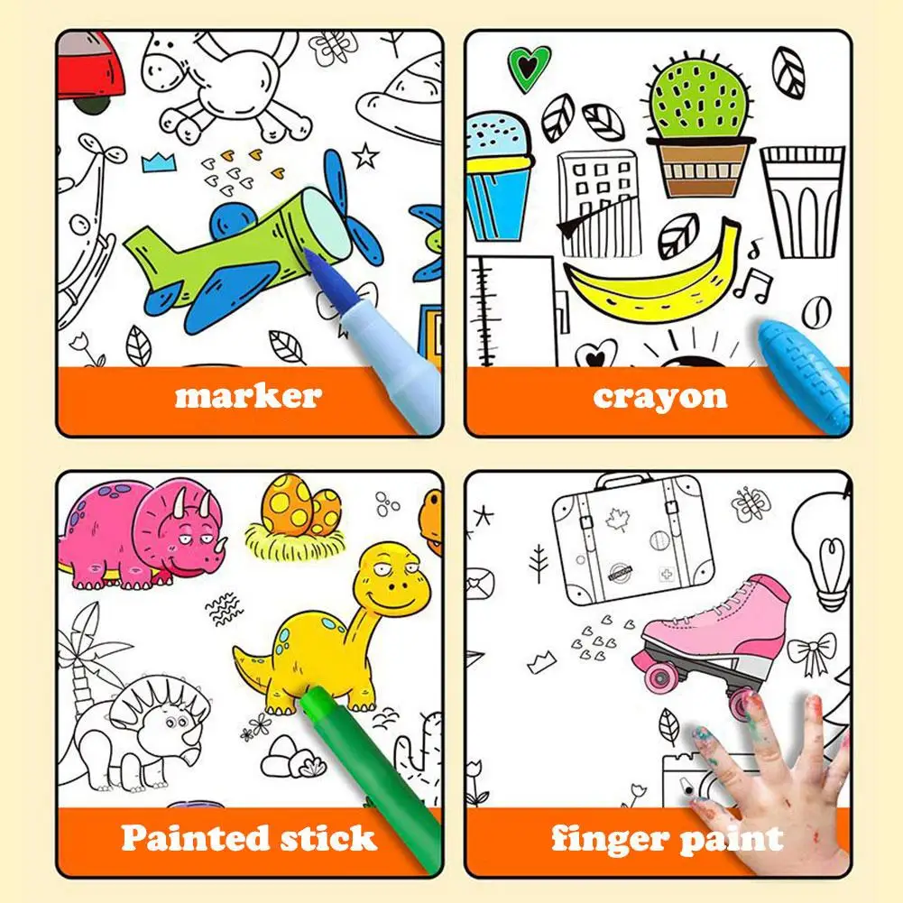 Children\'s Drawing Roll Sticky Color Filling Paper Graffiti Scroll Coloring Paper Roll For Kids DIY Painting Educational Toys