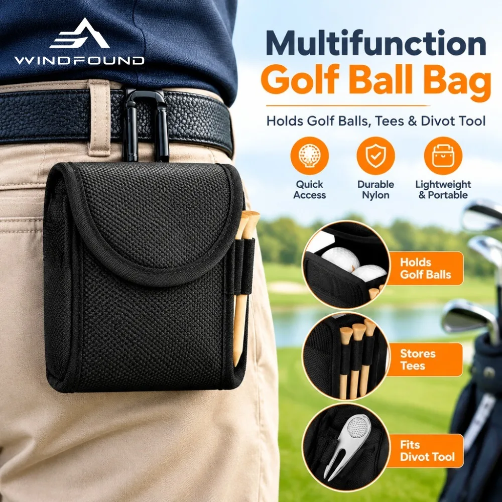 Multifunctional High-capacity Golf Ball Pouch with Clip Portable Waist-mounted Golf Ball Storage Bag Small Golf Ball Pouch